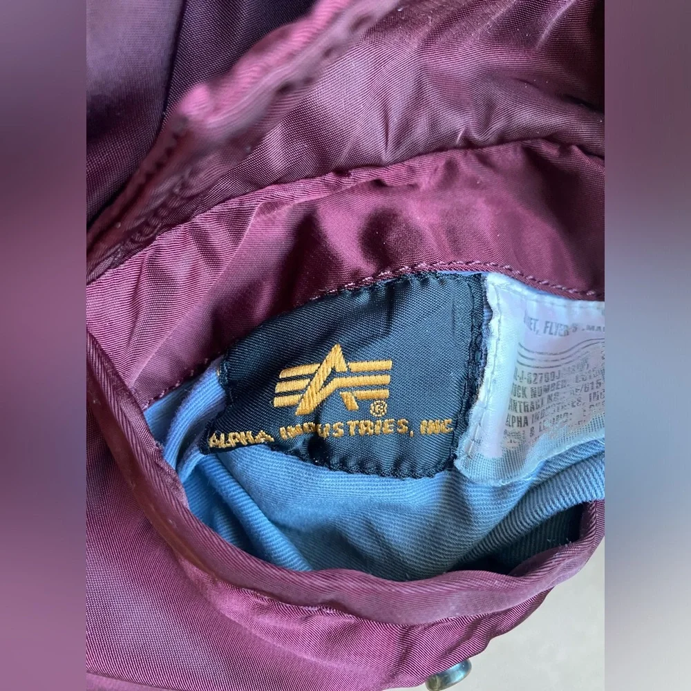 Alpha Industries Men's Burgundy Bomber Jacket - Picture 7 of 13
